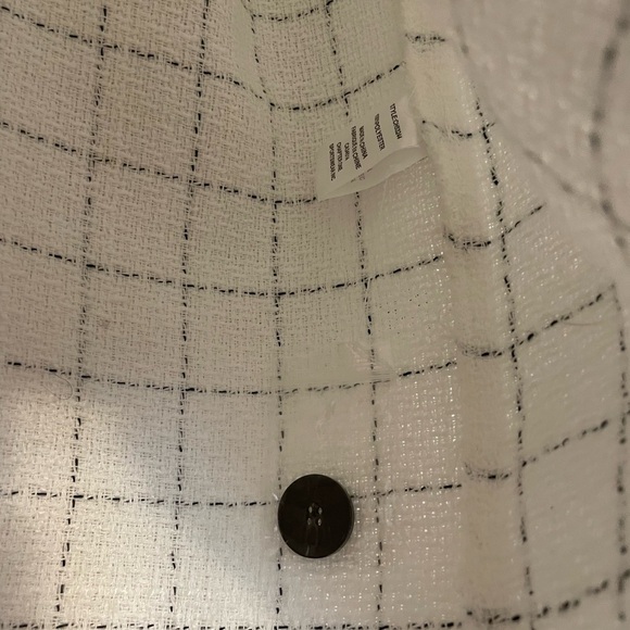 C by One White and Black Fringe Plaid Cabincore Shirt Jacket Size 1X - Picture 6 of 7